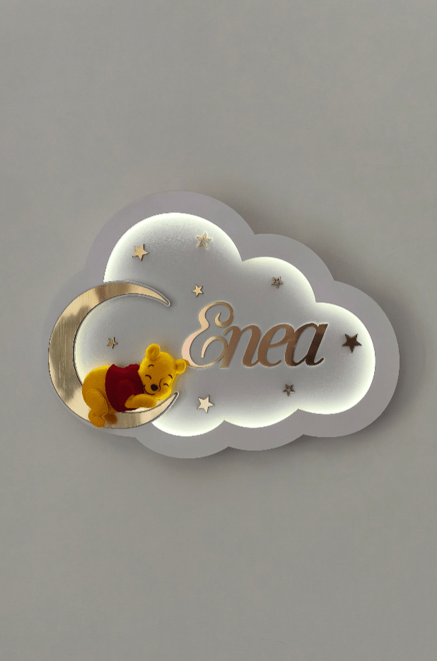 Luce Notturna per Bambini Personalizzata Winnie the Pooh che Dorme – Con Nome Bambino - universo del bambino