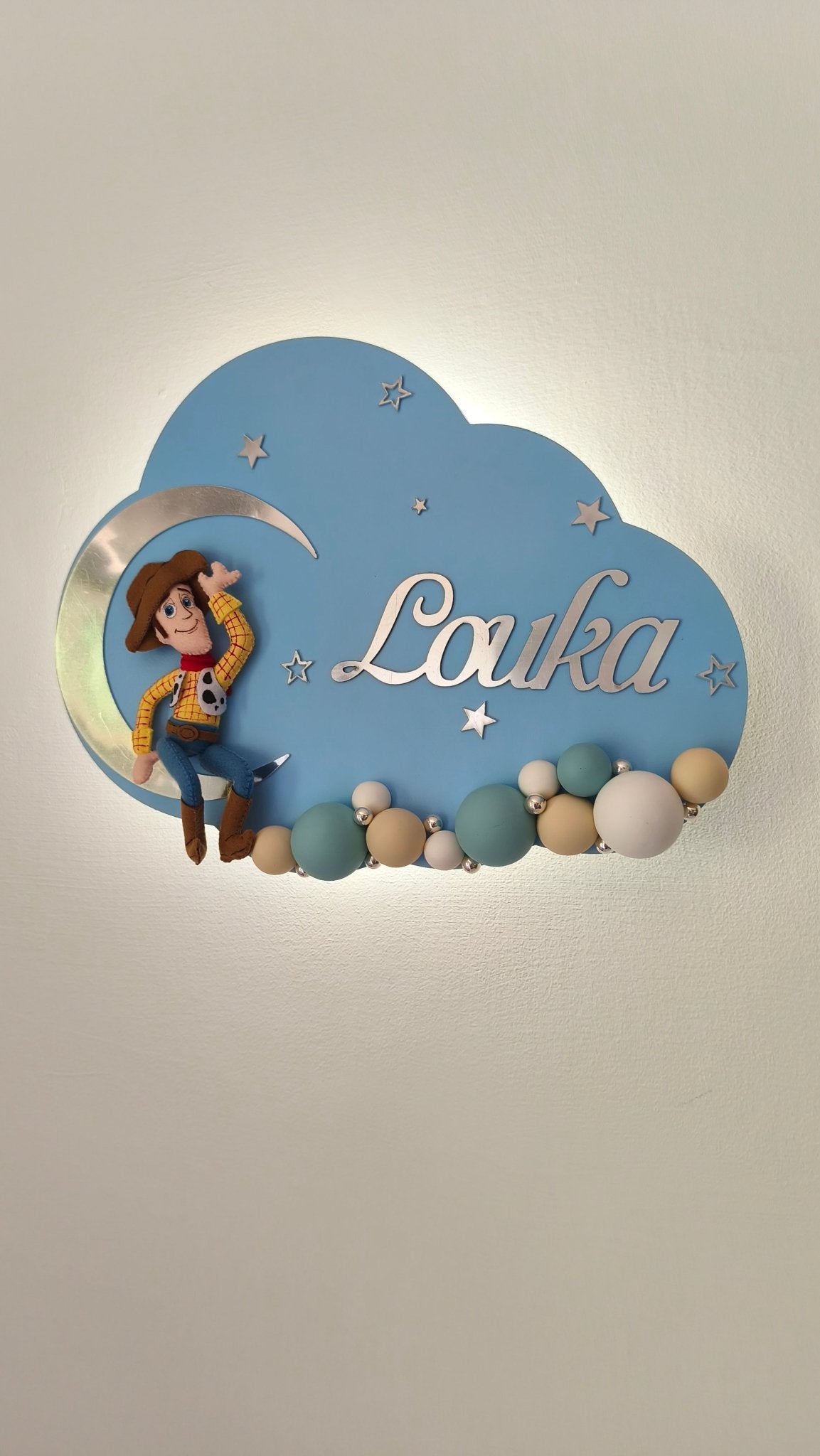Luce Notturna per Bambini Personalizzata Woody di Toy Story – Con Nome Bambino - universo del bambino