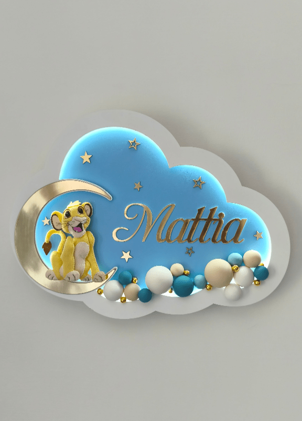 Luce Notturna Personalizzata Simba Il Re Leone Seduto sulla Luna - universo del bambino