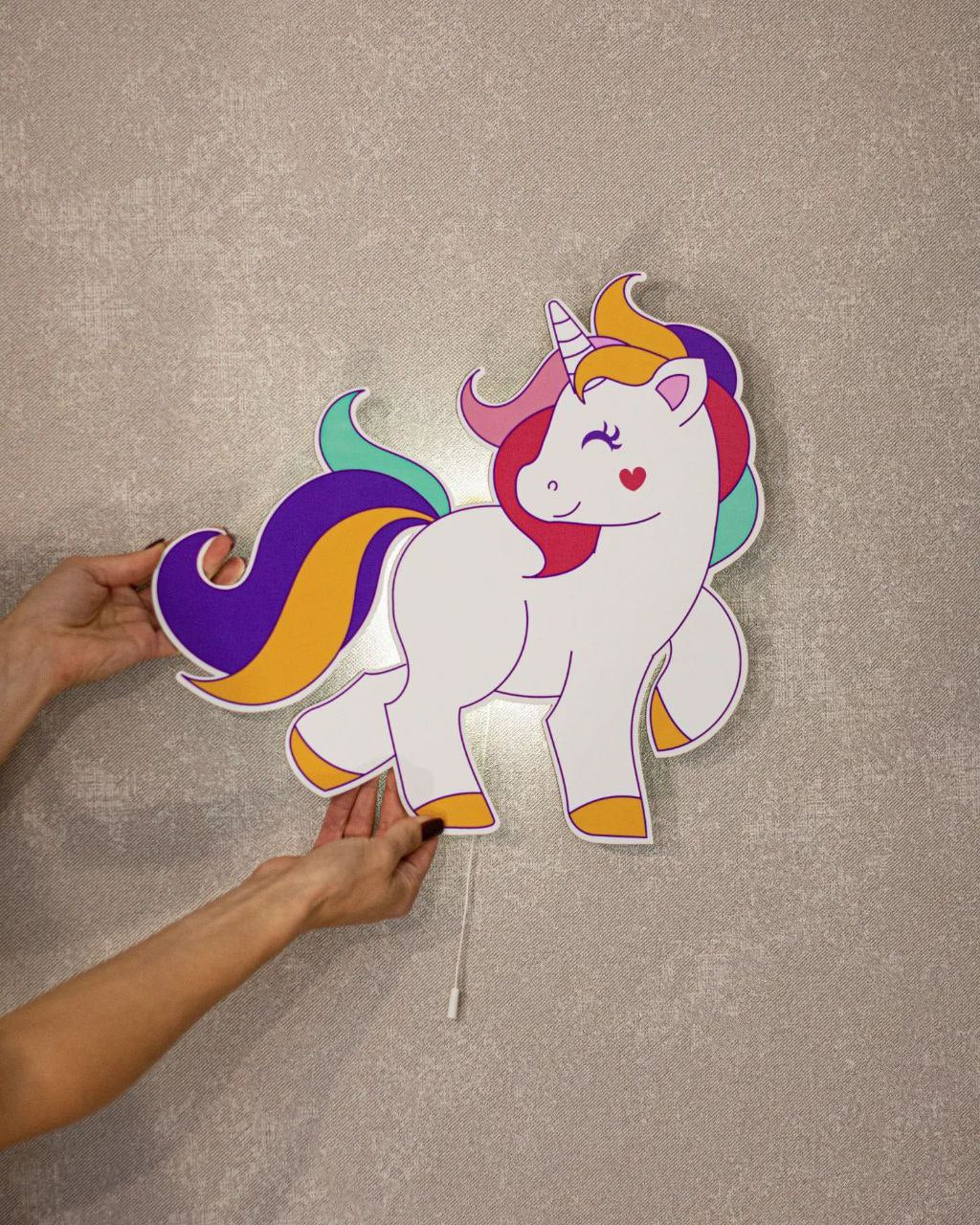 Luce notturna stampata a forma di unicorno da muro, applique led con stampa printer per cameretta.
