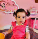 Luce notturna nuvola rosa Minnie personalizzata su parete cameretta bambina, nome inciso LED, palline rosa e gialle decorate