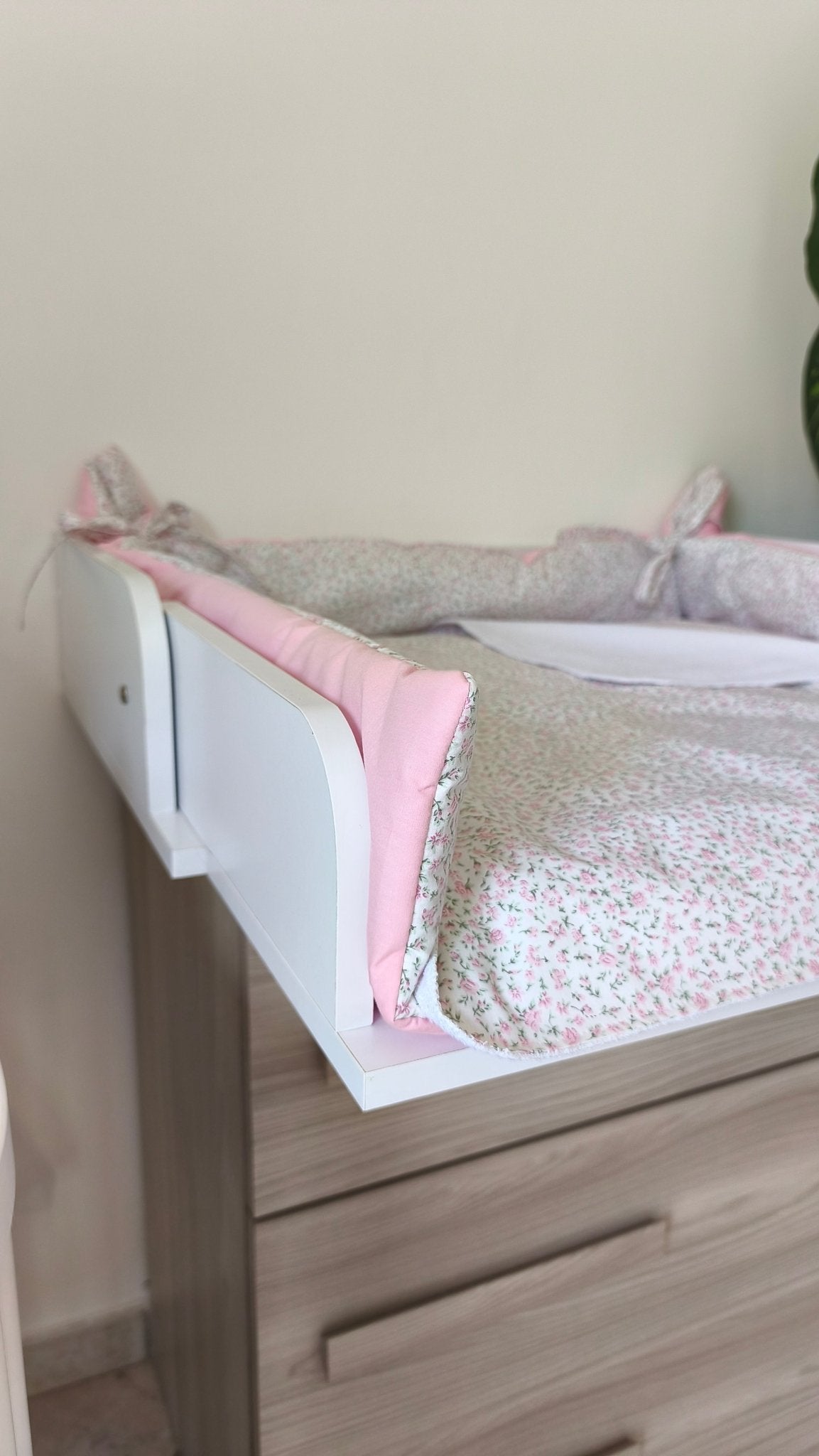 Materassino Fasciatoio Bordi Alti Personalizzato – Cotone Fiori Rosa - universo del bambino