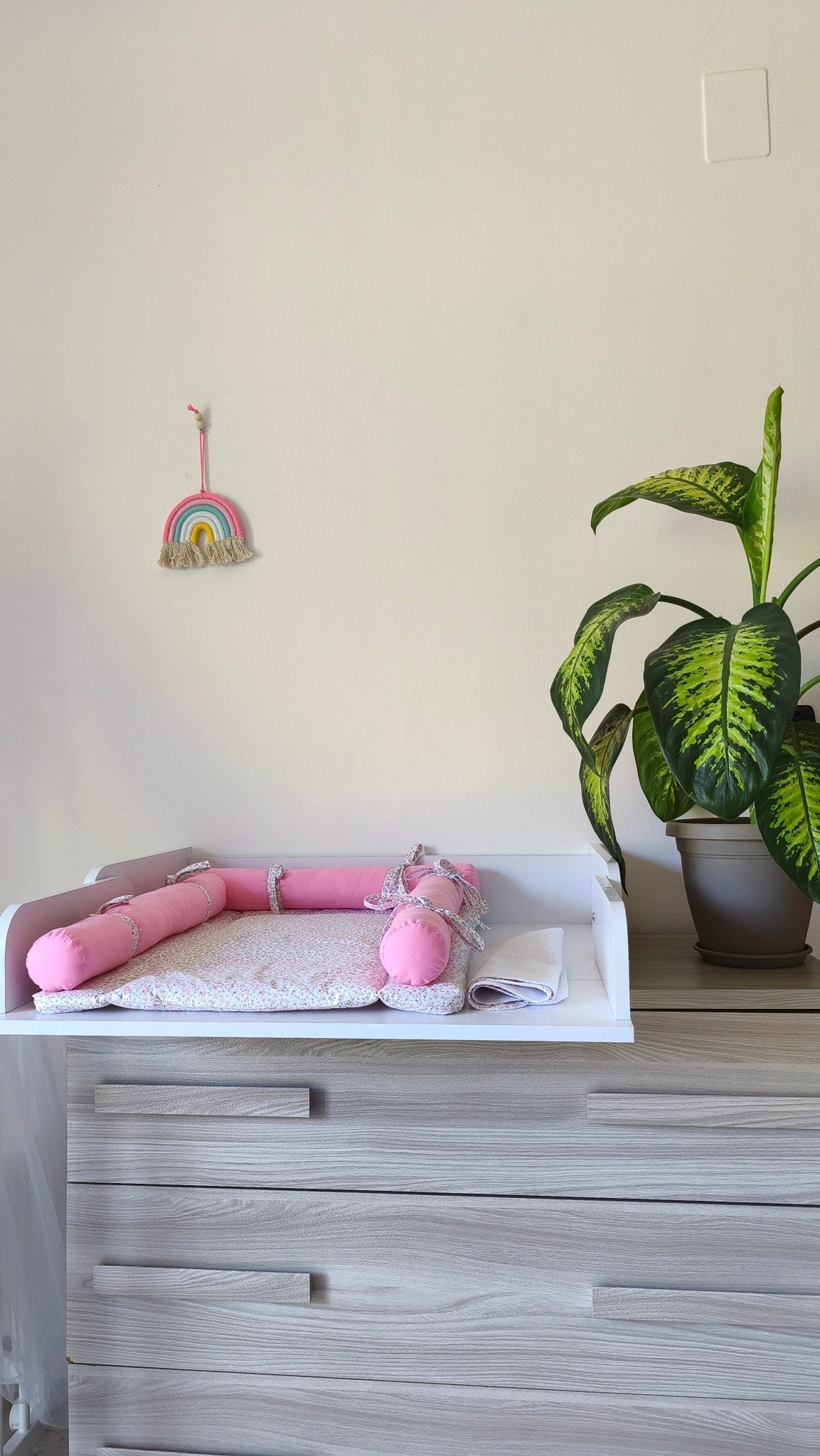 Materassino Fasciatoio con Rulli Fiori Rosa – Membrana Impermeabile - universo del bambino