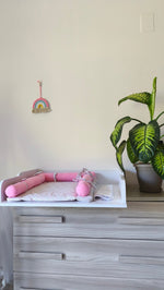 Materassino Fasciatoio con Rulli Fiori Rosa – Membrana Impermeabile - universo del bambino