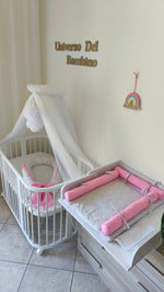 Materassino Fasciatoio con Rulli Fiori Rosa – Membrana Impermeabile - universo del bambino