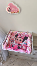 Materassino Fasciatoio Intrecciato Topolina Rosa Fucsia – Treccia Removibile - universo del bambino