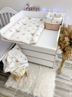 Materassino fasciatoio neonato orsetti beige double face bordi imbottiti cotone impermeabile fatto a mano