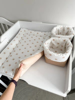 Materassino fasciatoio neonato stelle beige bordi imbottiti cotone impermeabile fatto a mano, double face 
