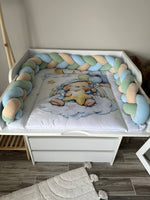 Materassino fasciatoio neonato cotone orsetto nuvola stella, treccia paracolpi celeste verde menta beige removibile fatta a mano impermeabile