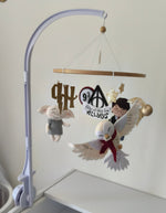 Mobile lettino legno con elfo domestico Dobby, Harry Potter e stelle glitter in feltro, regalo nascita neonato anime