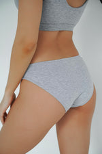 Mutandine premaman grigio melange posteriore, tessuto in maglia elastica morbida sotto pancia gravidanza