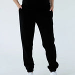 Pantaloni tuta premaman neri con elastico extra sotto la pancia per sostegno in gravidanza