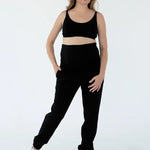 Pantaloni premaman neri Warm&Cosy con fascia regolabile che cresce con la pancia