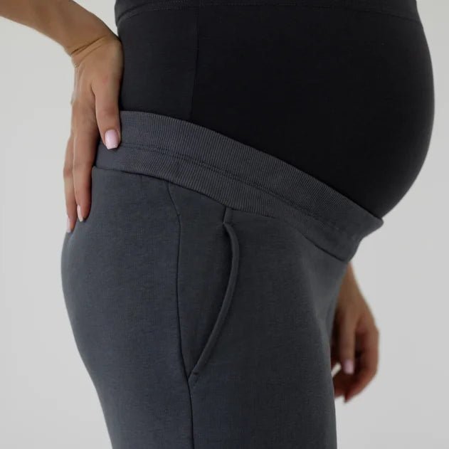 Pantaloni Premaman Warm&Cosy Caldi con Fascia Alta – Grafite e Nero - Universo del Bambino