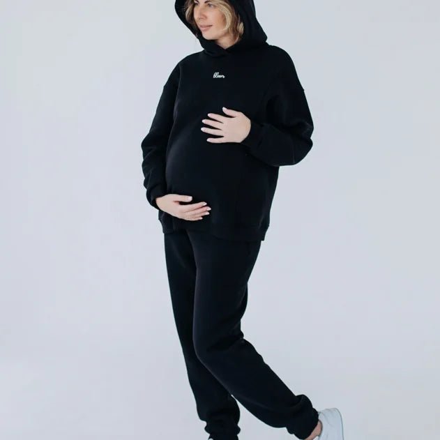 Pantaloni Premaman Warm&Cosy Caldi con Fascia Alta – Grafite e Nero - Universo del Bambino