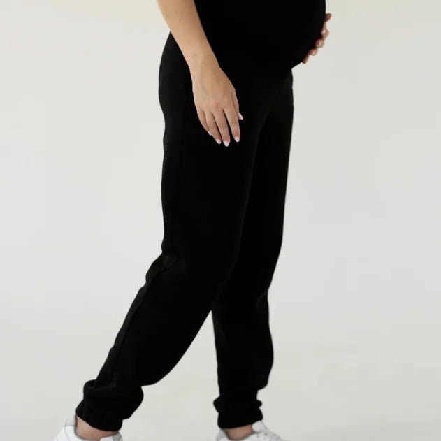Pantaloni Premaman Warm&Cosy Caldi con Fascia Alta – Grafite e Nero - Universo del Bambino