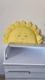 Paracolpi lettino forma sole giallo faccina sorridente cotone decorazione cameretta bambino
