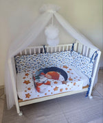 Paracolpi trapuntati double face per lettino con fantasia cuoricini, misura 180×30 cm, cuciti a mano in cotone, in pronta consegna
