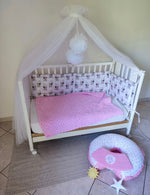 Paracolpi trapuntati double face minnie per lettino, misura 180×30 cm, cuciti a mano in cotone, in pronta consegna