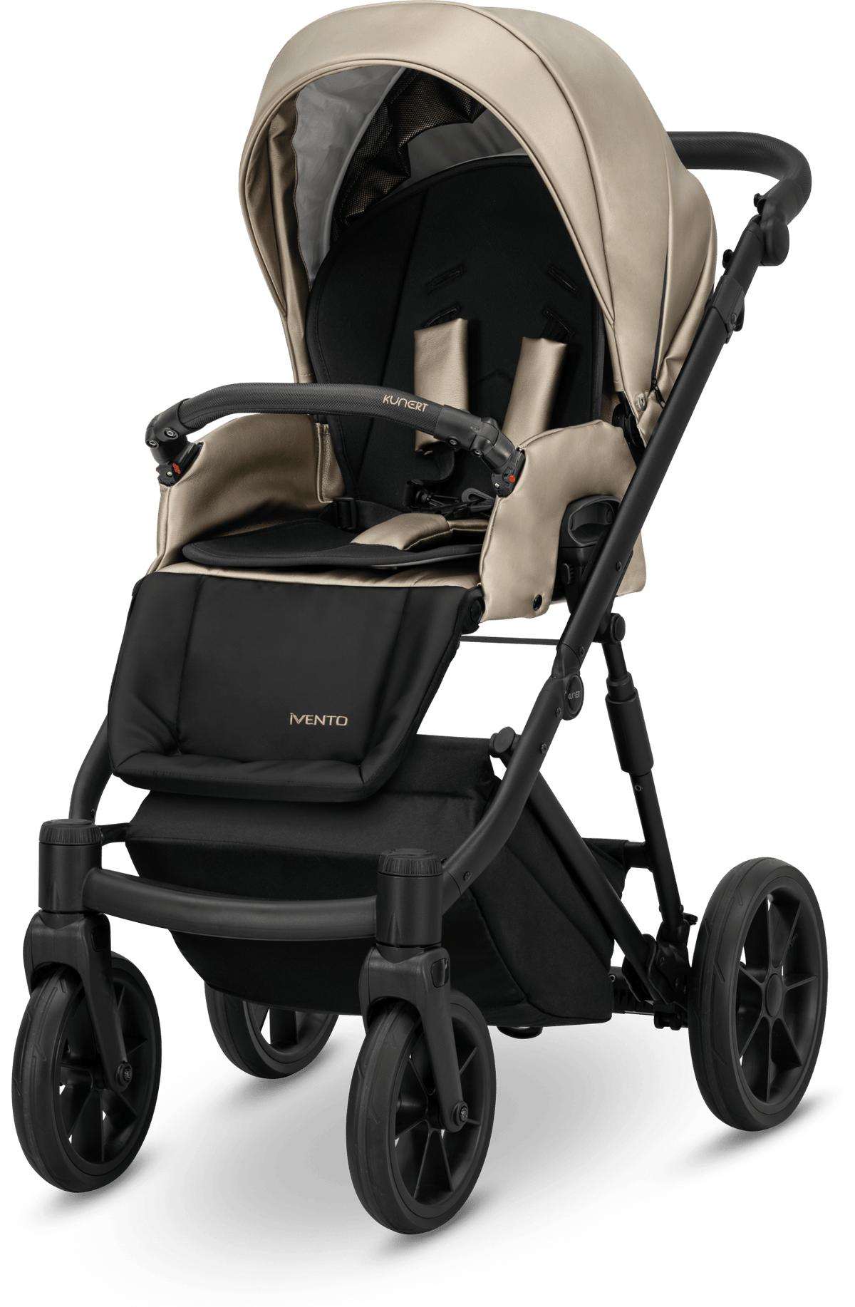 Passeggino Ivento 3in1 Kunert Eco Beige Dorato – Navicella, Seduta e Seggiolino Auto - universo del bambino