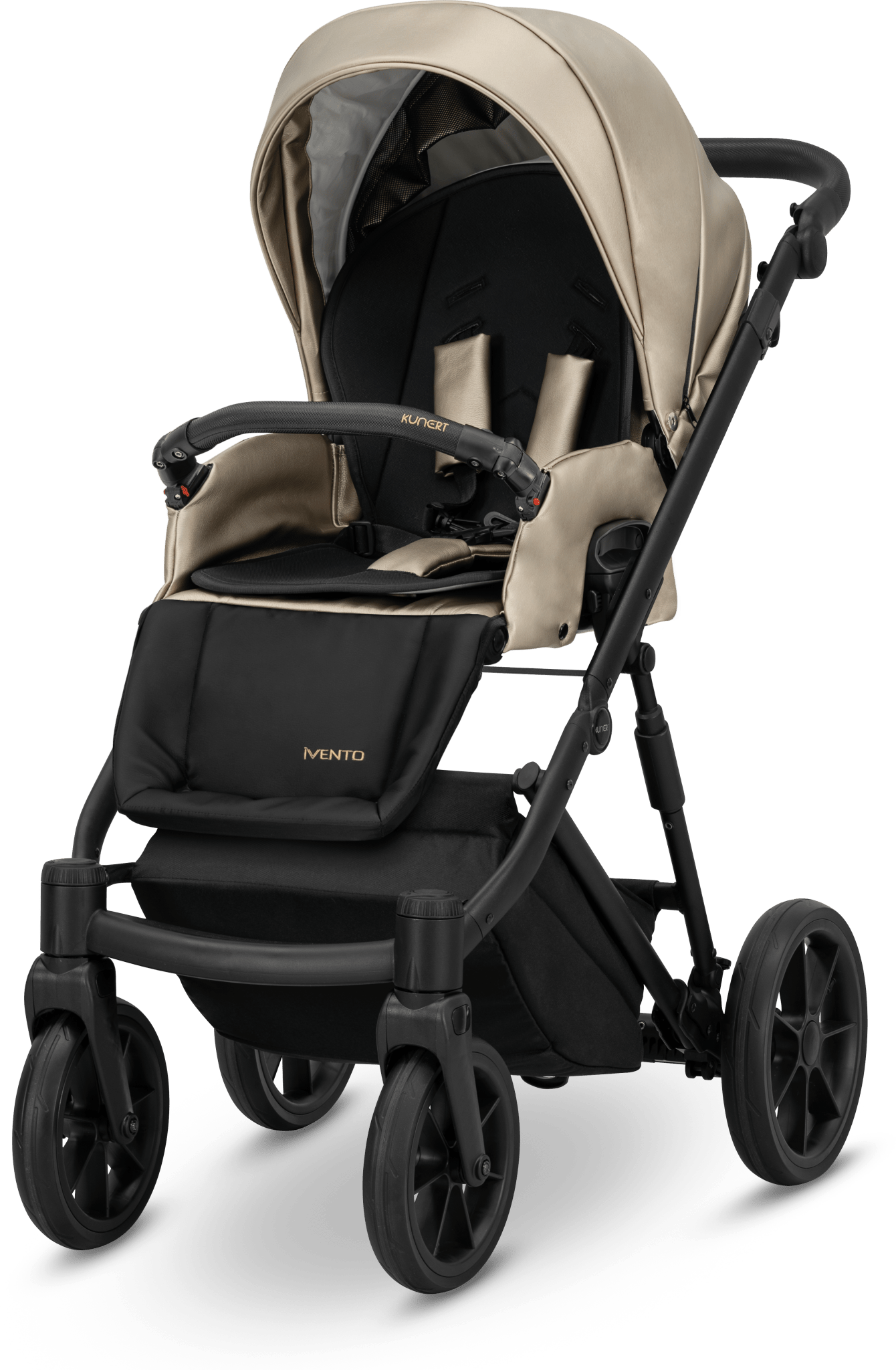 Passeggino Ivento 3in1 Kunert Eco Beige Dorato – Navicella, Seduta e Seggiolino Auto - universo del bambino