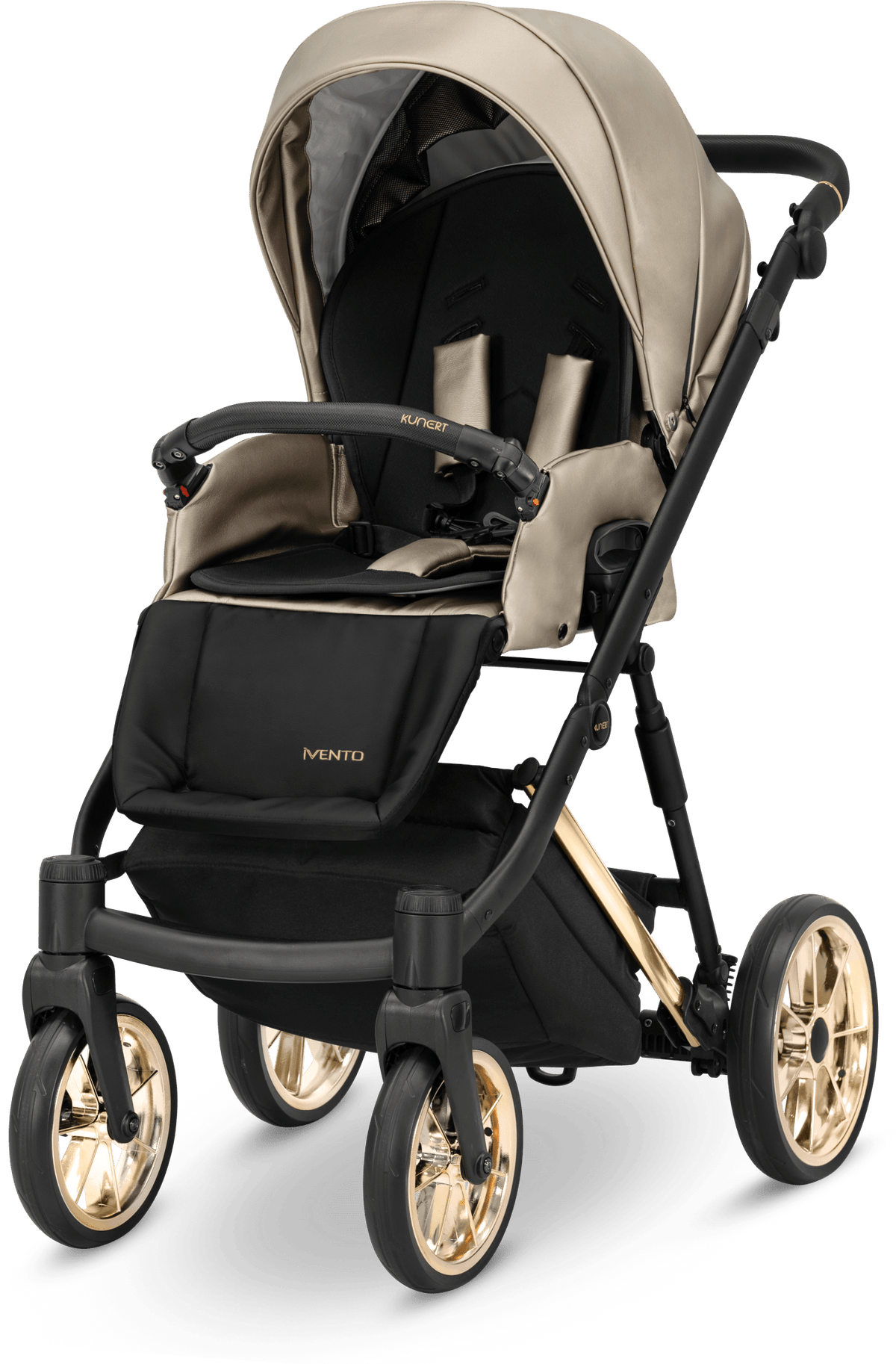 Passeggino Ivento 3in1 Kunert Eco Beige Dorato – Navicella, Seduta e Seggiolino Auto - universo del bambino