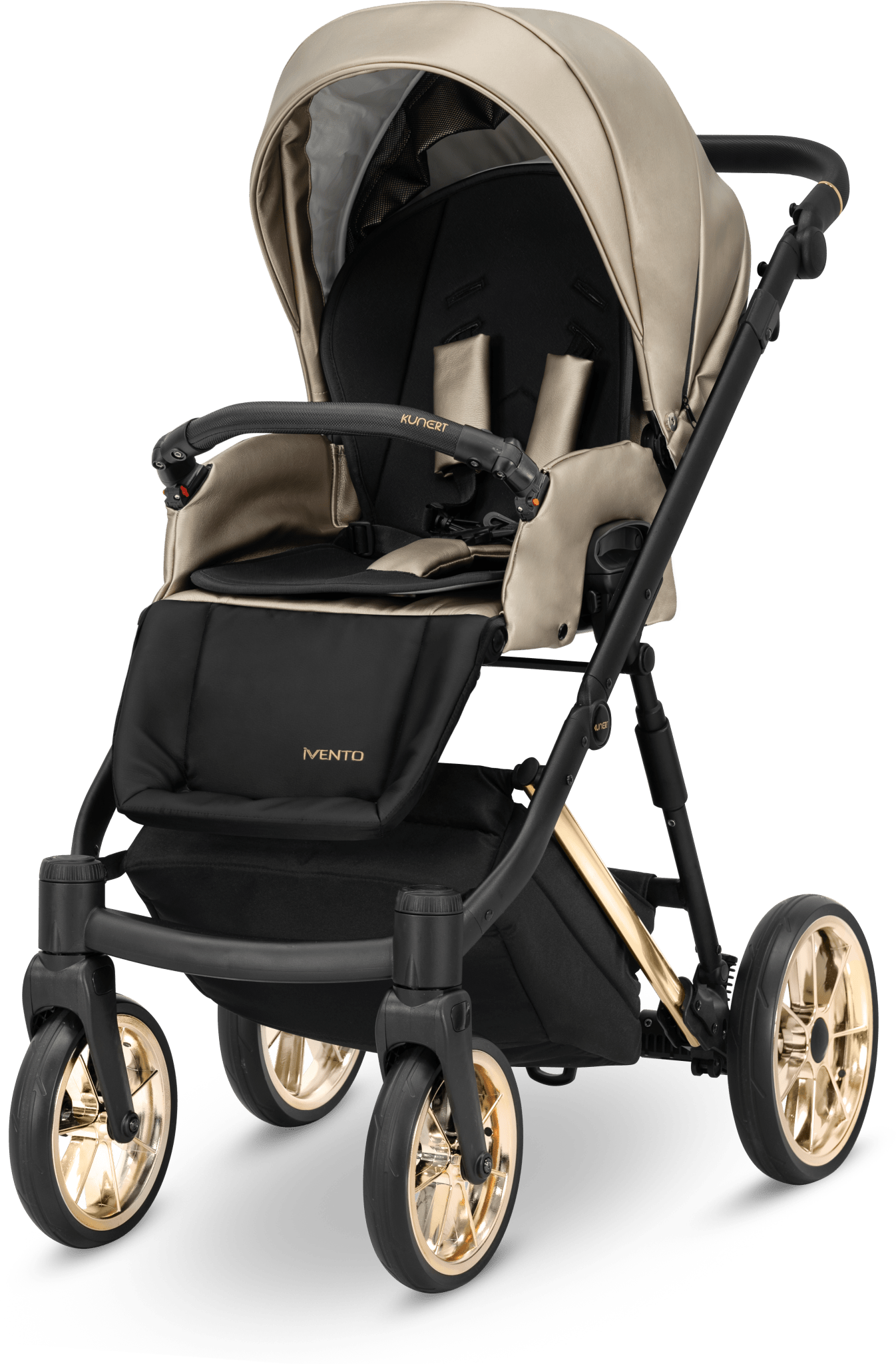 Passeggino Ivento 3in1 Kunert Eco Beige Dorato – Navicella, Seduta e Seggiolino Auto - universo del bambino