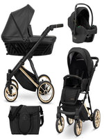Passeggino Ivento 3in1 Kunert Eco Nero Perla – Navicella, Seduta e Seggiolino Auto - universo del bambino