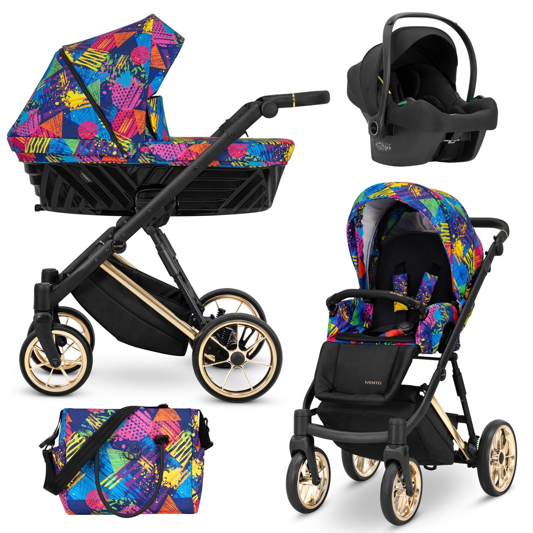 Passeggino Ivento 3in1 Kunert Multicolore – Navicella, Seduta e Seggiolino Auto - universo del bambino