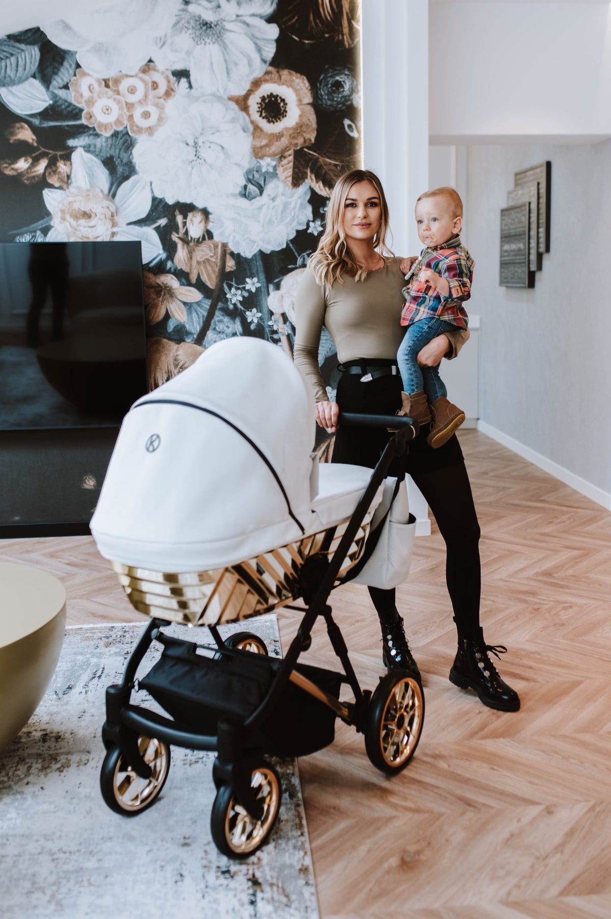 Passeggino Ivento Glam 3in1 Kunert Eco Bianco Perla – Navicella, Seduta e Seggiolino Auto - universo del bambino