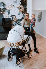 Passeggino Ivento Glam 3in1 Kunert Eco Bianco Perla – Navicella, Seduta e Seggiolino Auto - universo del bambino