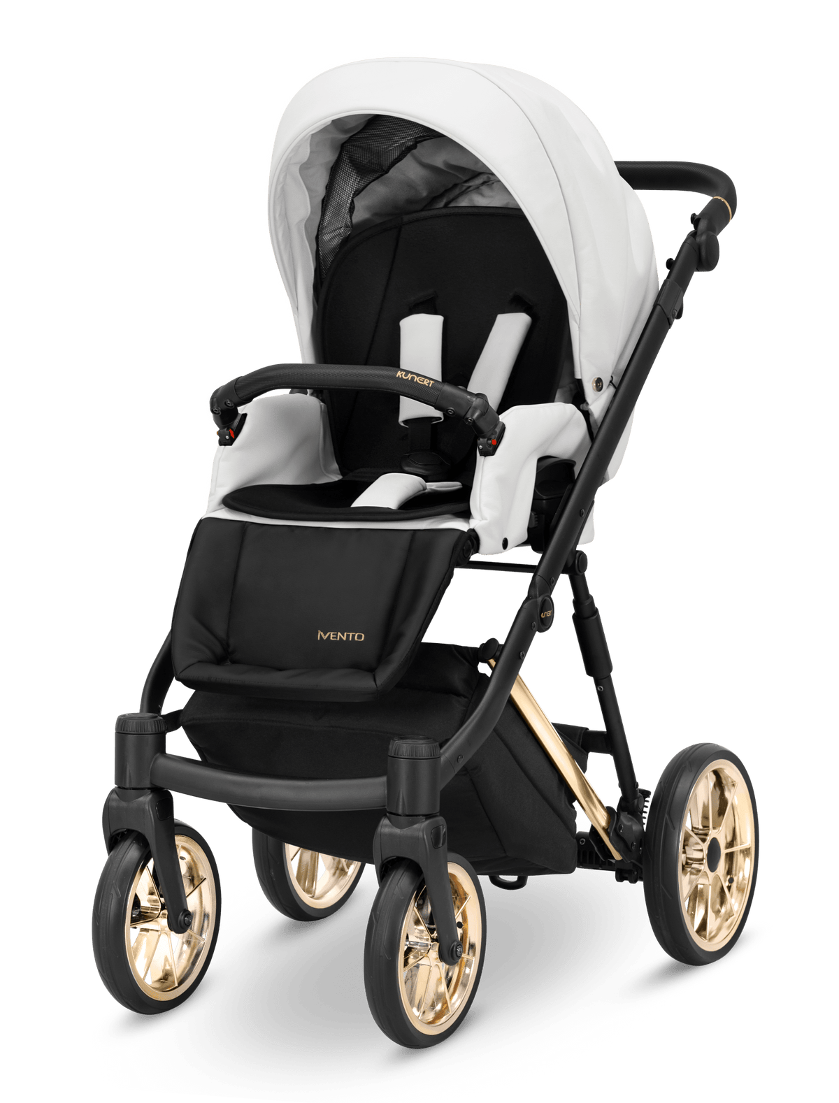 Passeggino Ivento Glam 3in1 Kunert Eco Bianco Perla – Navicella, Seduta e Seggiolino Auto - universo del bambino