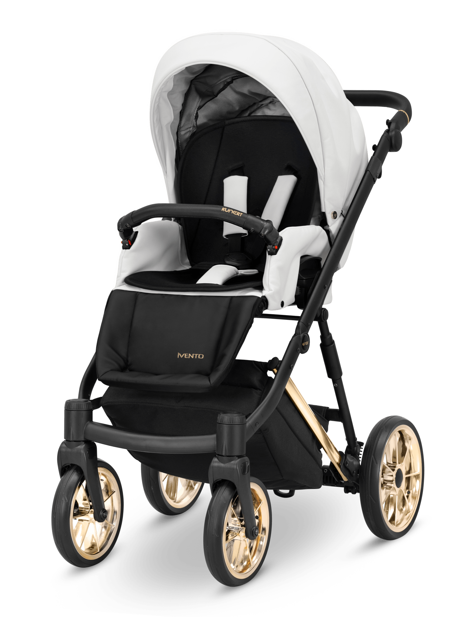 Passeggino Ivento Glam 3in1 Kunert Eco Bianco Perla – Navicella, Seduta e Seggiolino Auto - universo del bambino