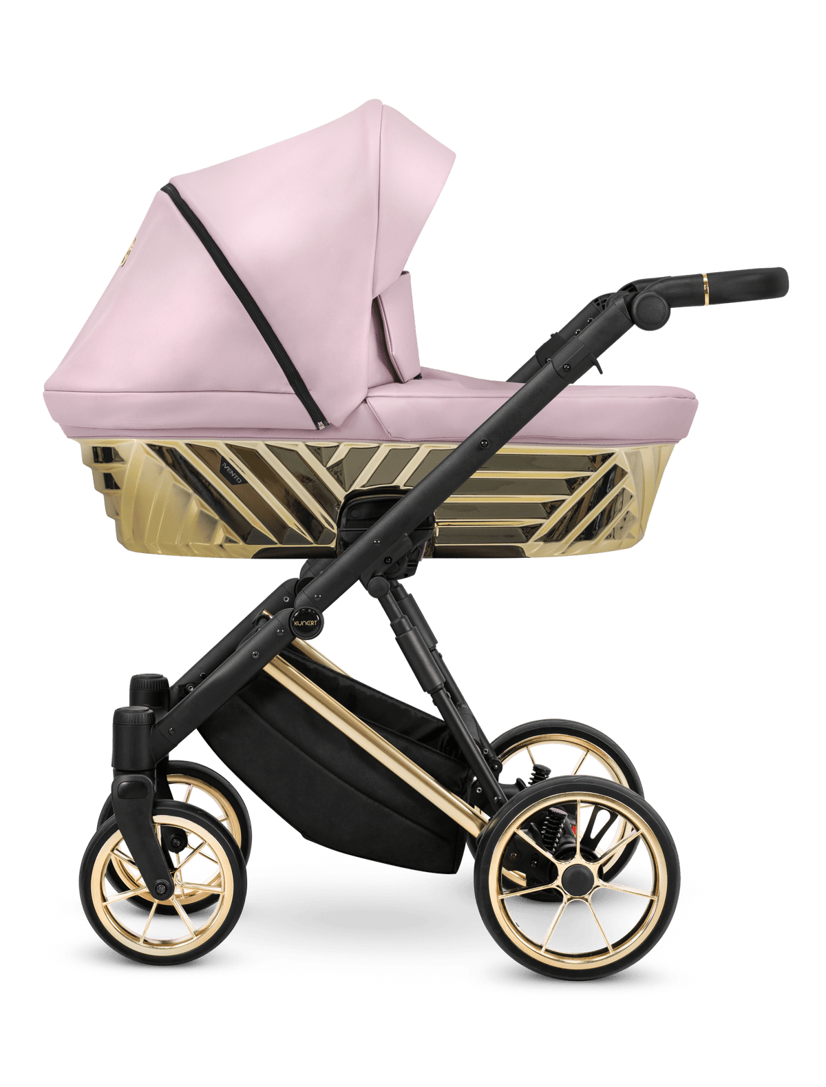 Passeggino Ivento Glam 3in1 Kunert Eco Rosa Metallico – Navicella, Seduta e Seggiolino Auto - universo del bambino