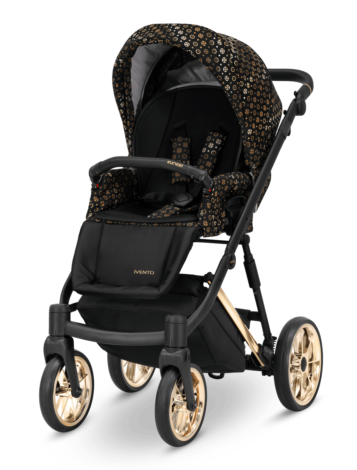 Passeggino Ivento Glam 3in1 Kunert Oro Nero – Navicella, Seduta e Seggiolino Auto - universo del bambino