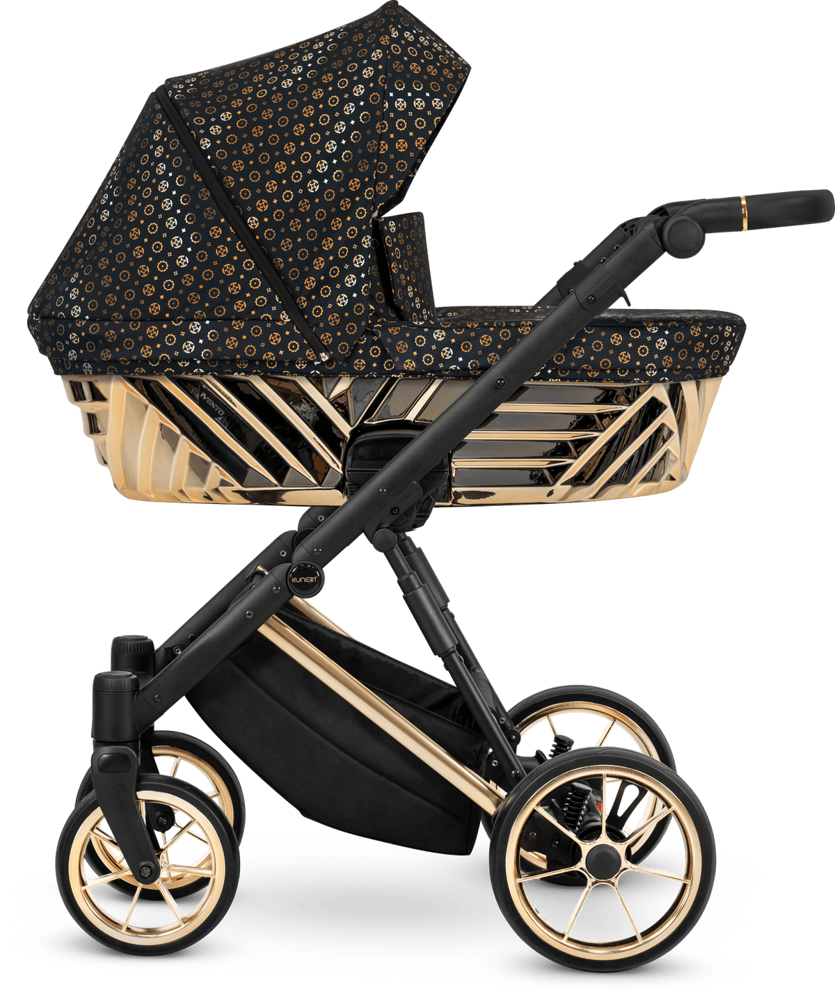 Passeggino Ivento Glam 3in1 Kunert Oro Nero – Navicella, Seduta e Seggiolino Auto - universo del bambino