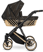 Passeggino Ivento Glam 3in1 Kunert Oro Nero – Navicella, Seduta e Seggiolino Auto - universo del bambino