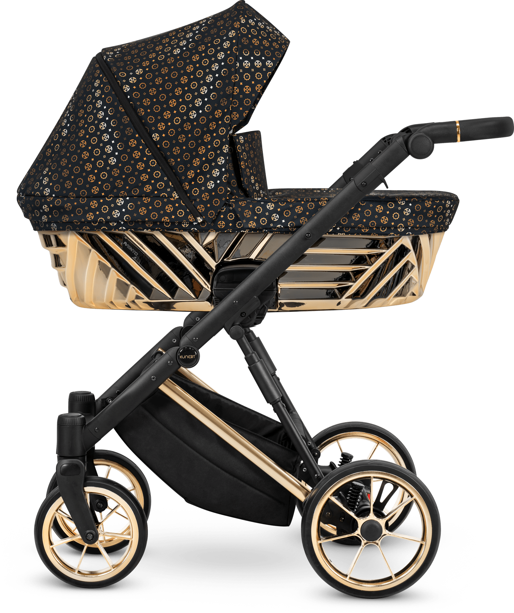 Passeggino Ivento Glam 3in1 Kunert Oro Nero – Navicella, Seduta e Seggiolino Auto - universo del bambino
