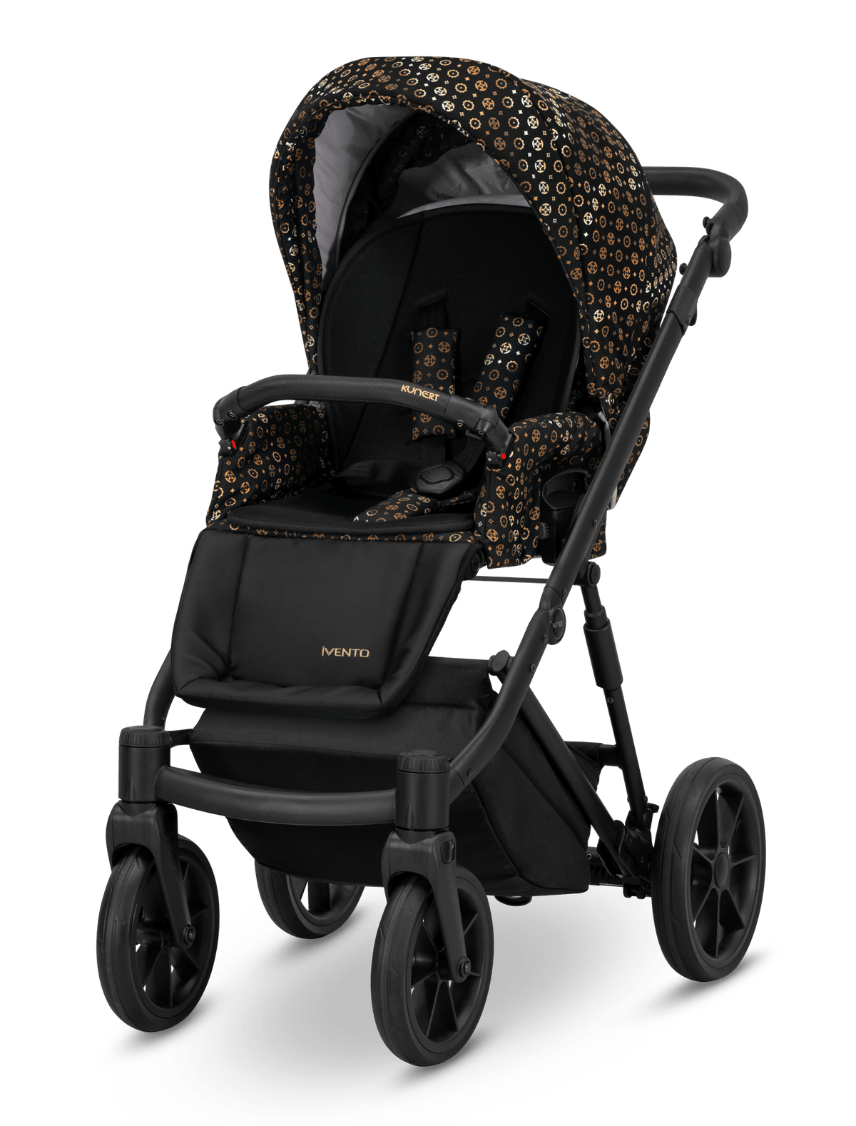 Passeggino Ivento Glam 3in1 Kunert Oro Nero – Navicella, Seduta e Seggiolino Auto - universo del bambino