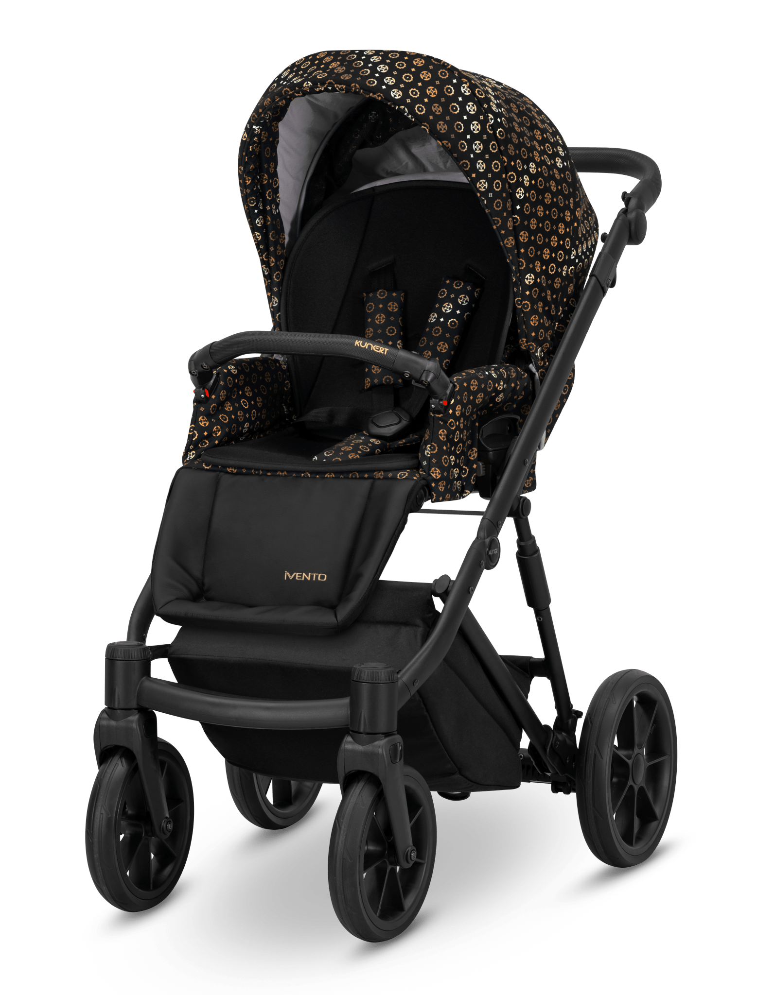 Passeggino Ivento Glam 3in1 Kunert Oro Nero – Navicella, Seduta e Seggiolino Auto - universo del bambino