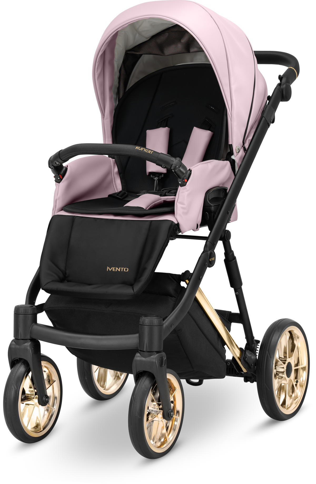 Passeggino da passeggio Kunert Ivento eco rosa con seduta reclinabile e capottina parasole estendibile.