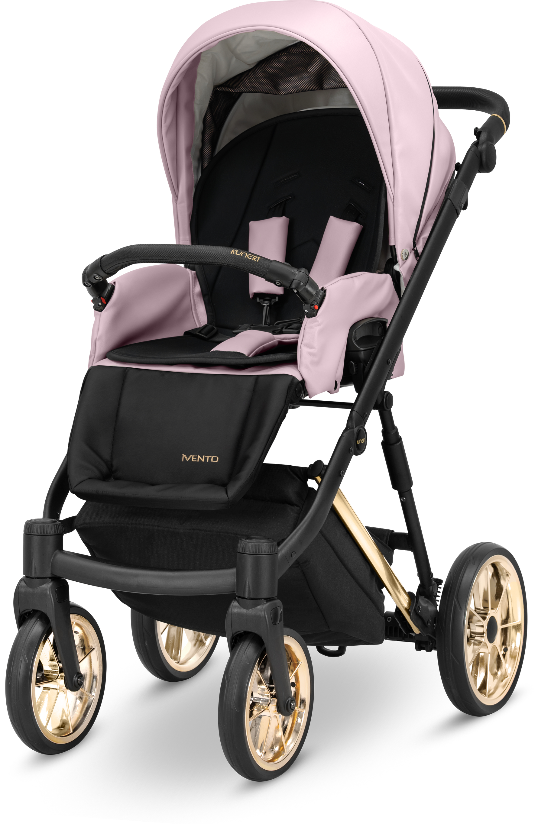 Passeggino da passeggio Kunert Ivento eco rosa con seduta reclinabile e capottina parasole estendibile.