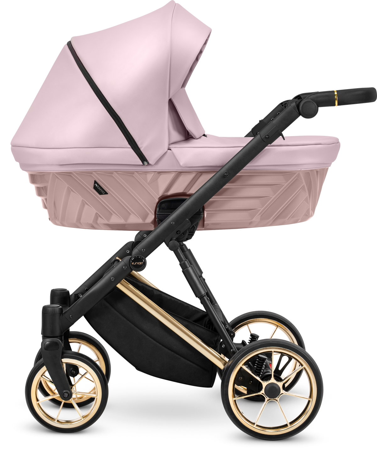 Passeggino trio 3 in 1 Kunert Ivento rosa metallico con navicella comoda e seggiolino auto per neonati.