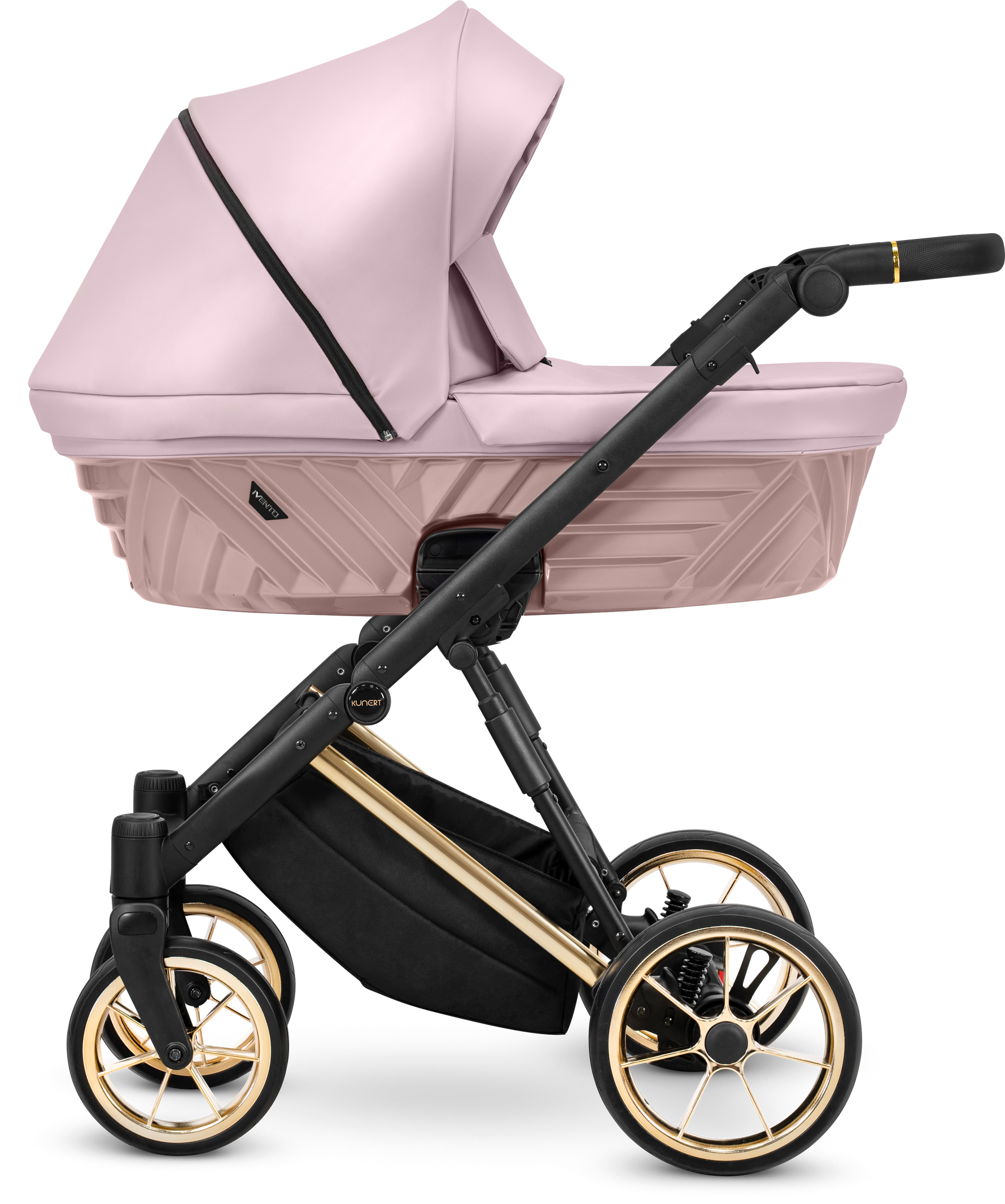 Passeggino trio 3 in 1 Kunert Ivento rosa metallico con navicella comoda e seggiolino auto per neonati.