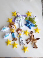 Personaggi Toy Story in feltro personalizzati con nome per giostrina neonato fatta a mano da appendere alla culla