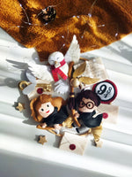 Giostrina culla Harry Potter feltro con Hermione, civetta Edvige, boccino d'oro e binario 9 3/4, decorazione lettino.