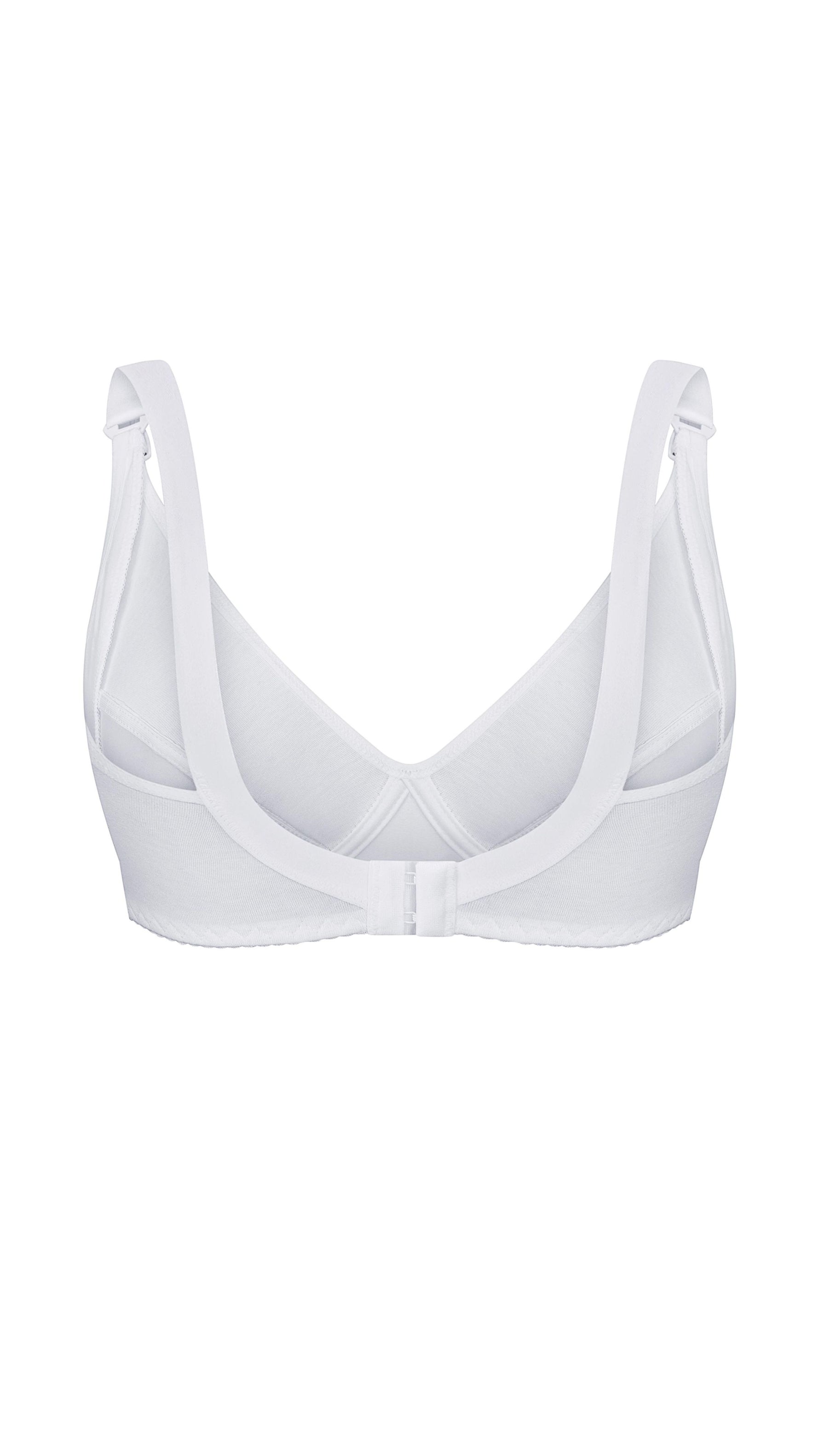 Retro reggiseno allattamento Simple&Basic bianco, chiusura posteriore regolabile, bretelle larghe, senza ferretto
