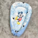 Riduttore nido next to me neonato bambino azzurro con topolino per la culla lettino bordi imbottiti morbidi