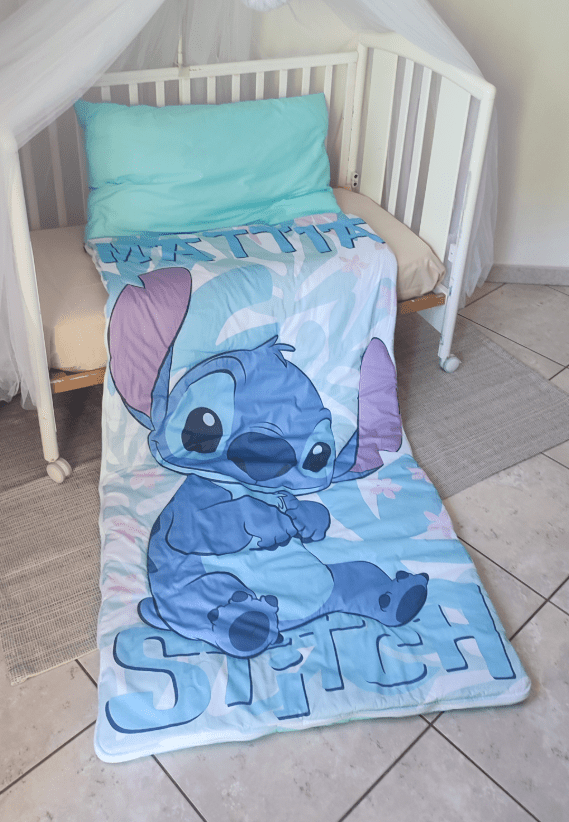 Sacco a Pelo Bambini Personalizzato con Nome – Alieno Blu Stitch - Universo del Bambino