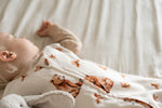 Sacco nanna in bambù bianco panna stampa orsetti e foglie per neonato sul lettino